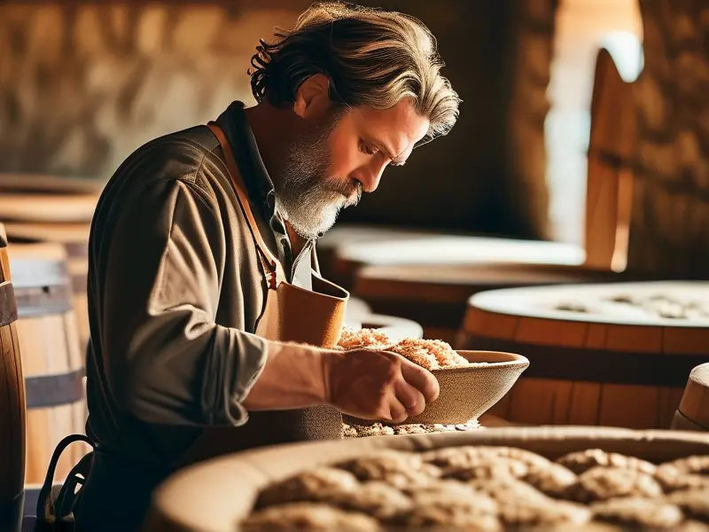 大米半固态酿酒过程中的酒醅检查