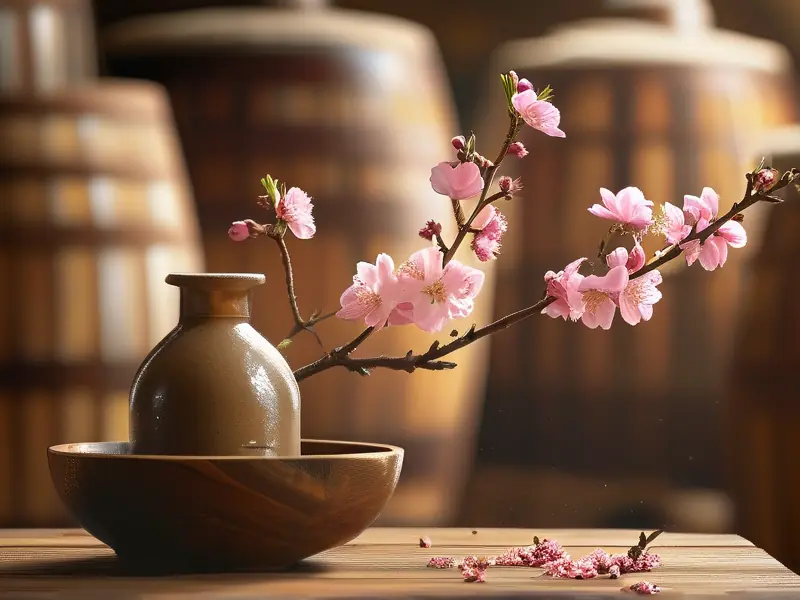 桃花酿酒材料准备与器具展示