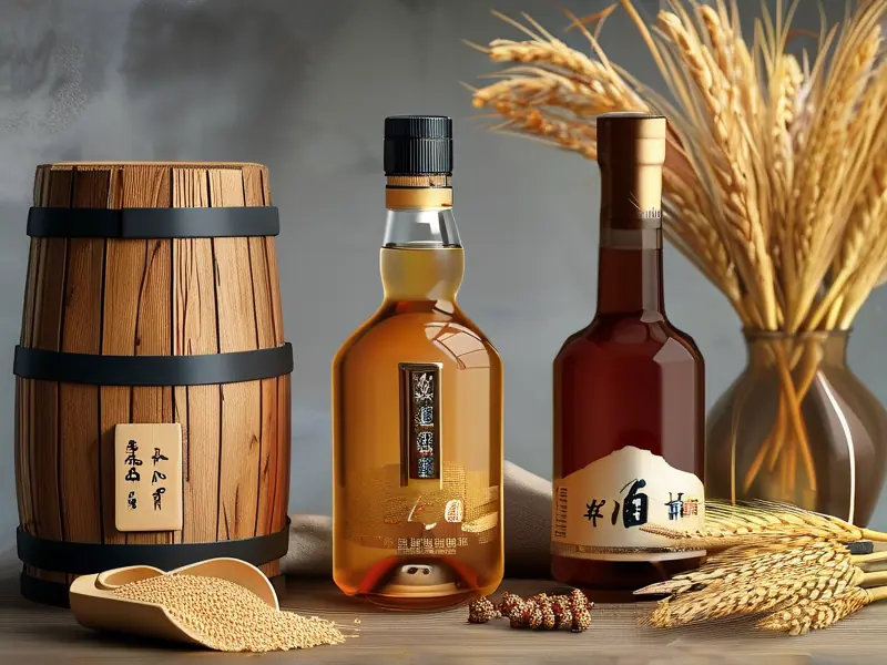 勾兑酒与粮食酿酒对比示意图