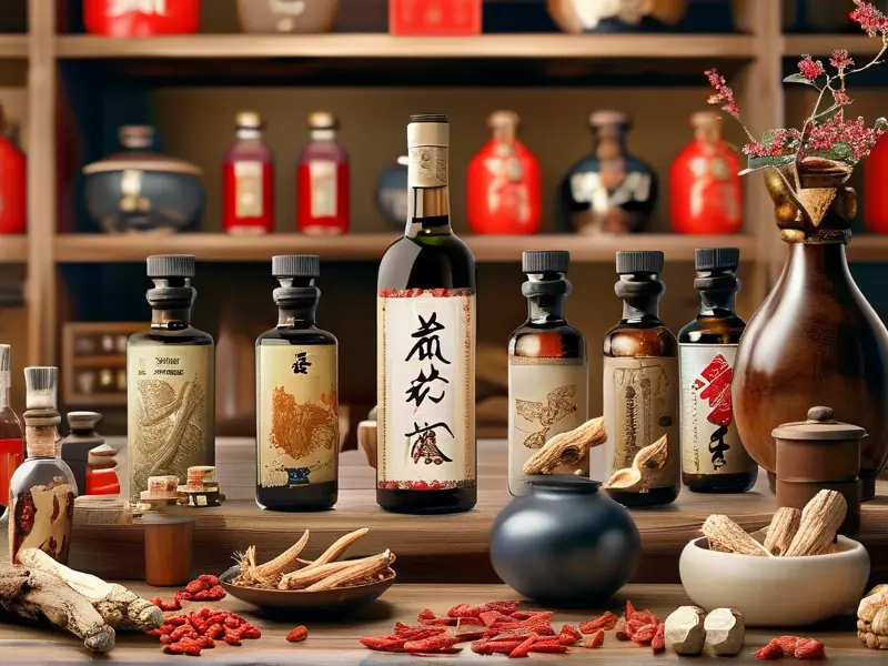 男性中药酒配方中药材展示