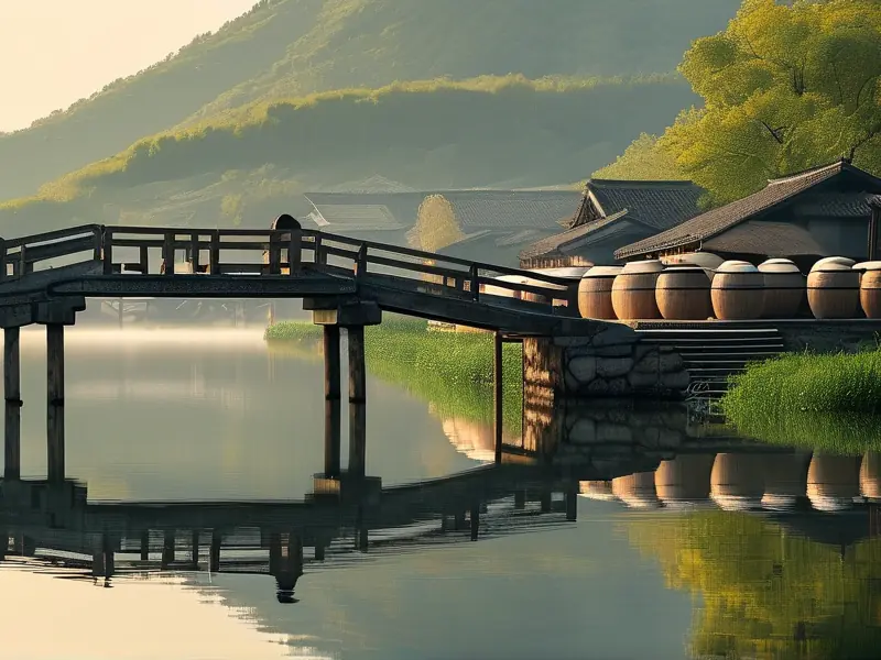 绍兴鉴湖取水酿造黄酒实景
