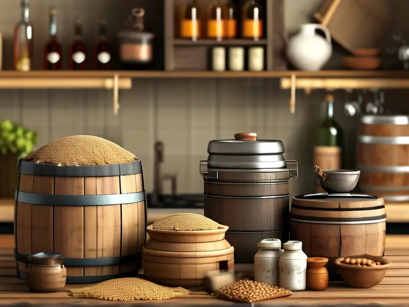 自家酿的粮食酒制作工具展示