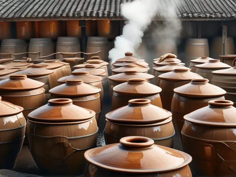 白酒传统酿造工艺现场展示图