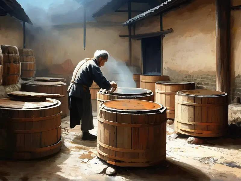 农村传统固态发酵酿酒工艺实景展示