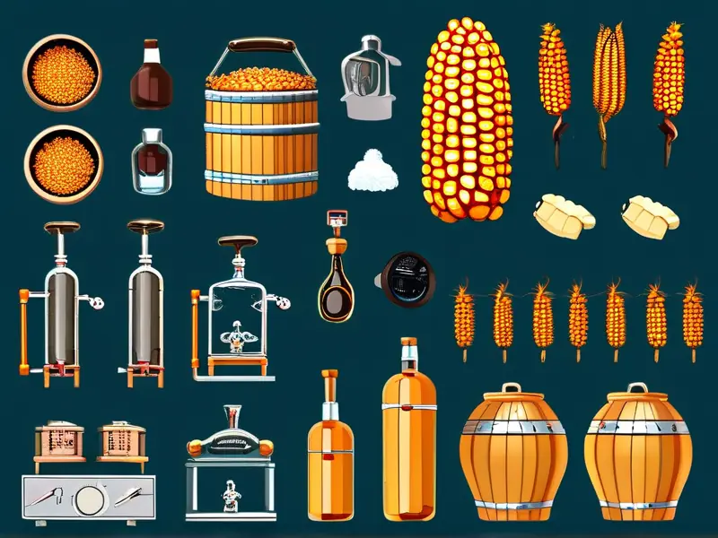 玉米制作酒原料与设备实拍图