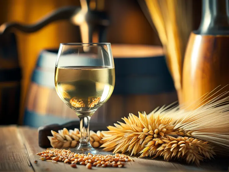 纯粮酿造白酒与粮食原料对比图