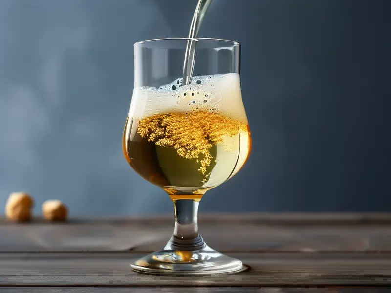 粮食酒和勾兑酒在透明玻璃杯中的对比图