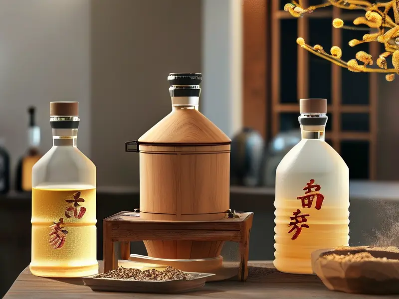 家庭自酿白酒操作流程与甲醛检测方法示意图
