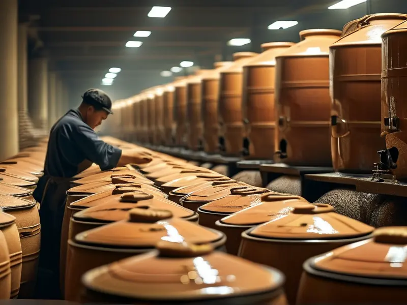 白酒酿造生产车间实景展示传统工艺与现代技术融合