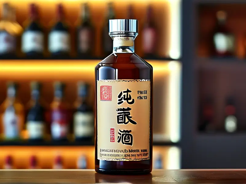 纯粮酿造白酒标识特写及产品展示