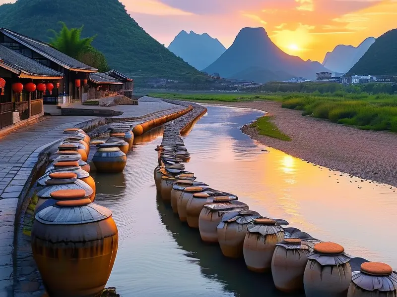 赤水河茅台段酿酒取水实景图