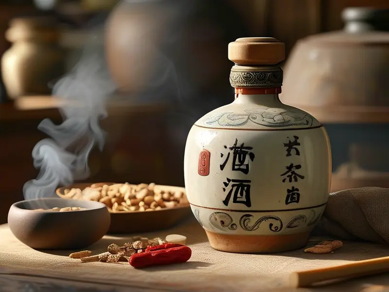 老酒与白酒混合加热的传统烹饪方法