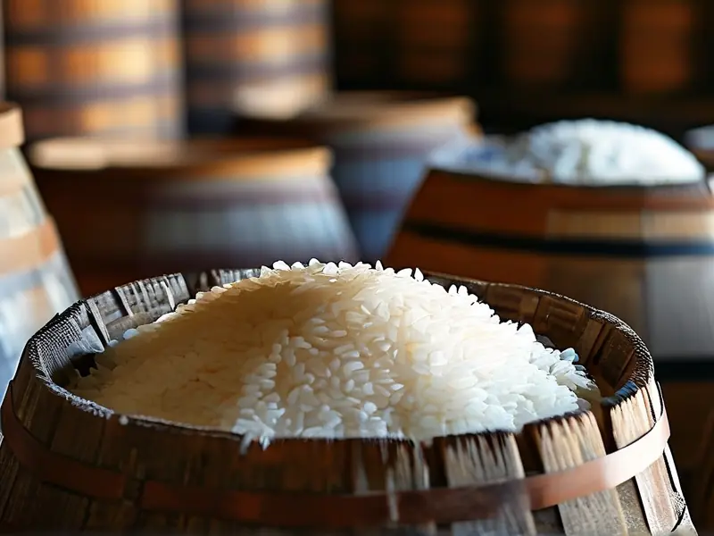 清酒酿造核心原料展示:大米、酒曲与水质对比