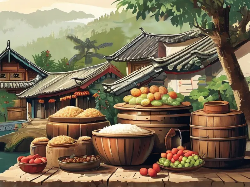 云南传统酿酒原料与工具展示