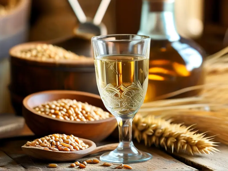 纯粮食酒与原料对比图