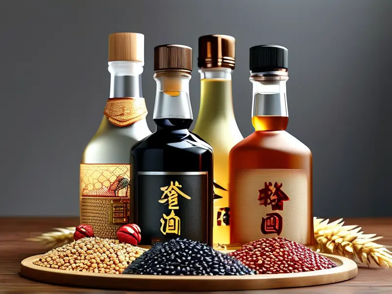 纯粮食酒与勾兑酒原料工艺对比示意图