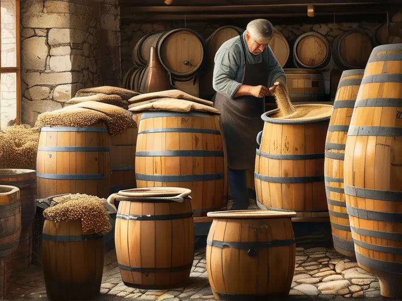 酿酒翻沙工艺操作现场