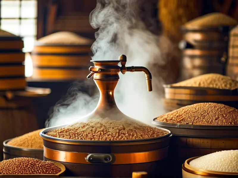 传统蒸酒设备蒸馏过程实拍图