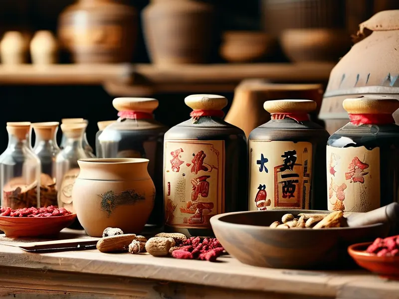 气血双生酒泡制原料与工具实拍图