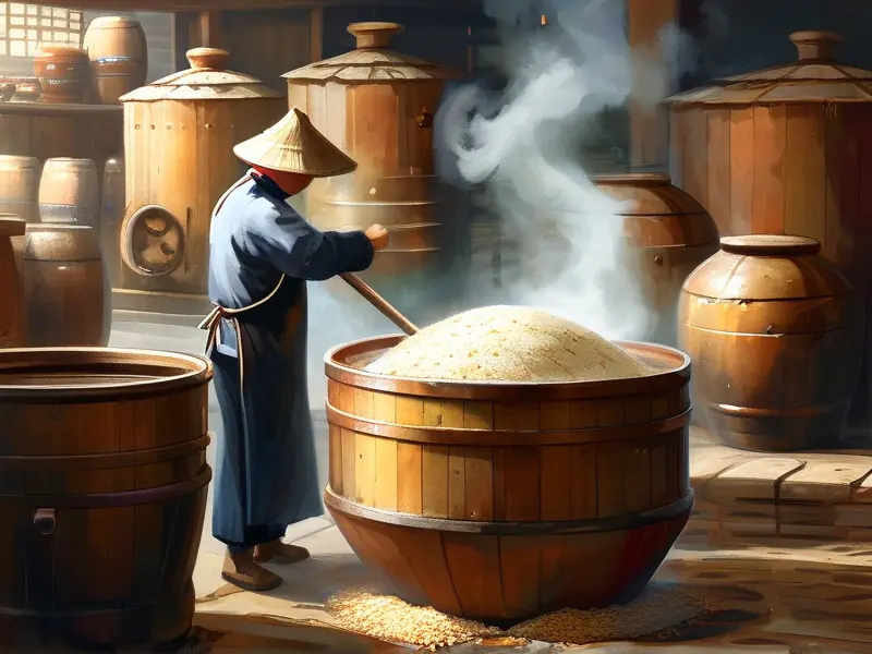 传统白酒酿造工艺现场