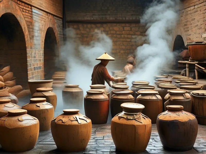 传统白酒蒸馏工艺实拍图