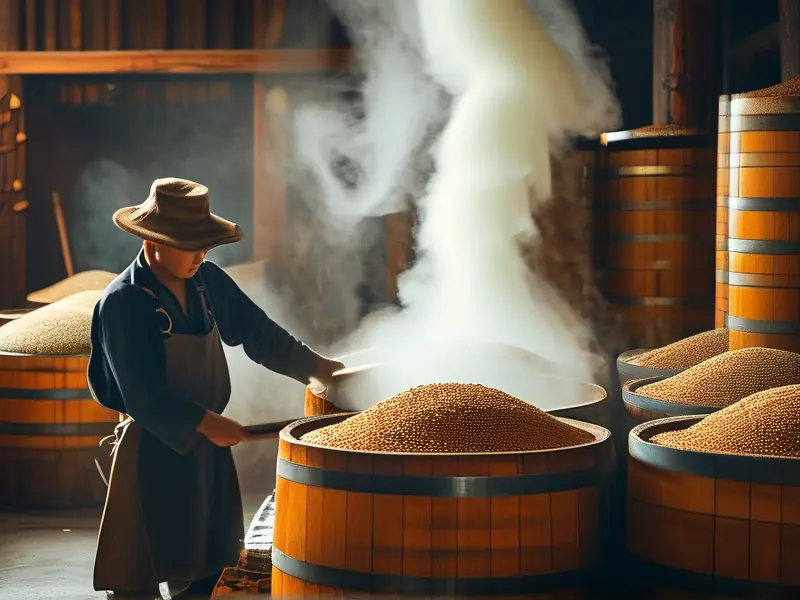 传统工艺酿造纯粮食酒的过程展示