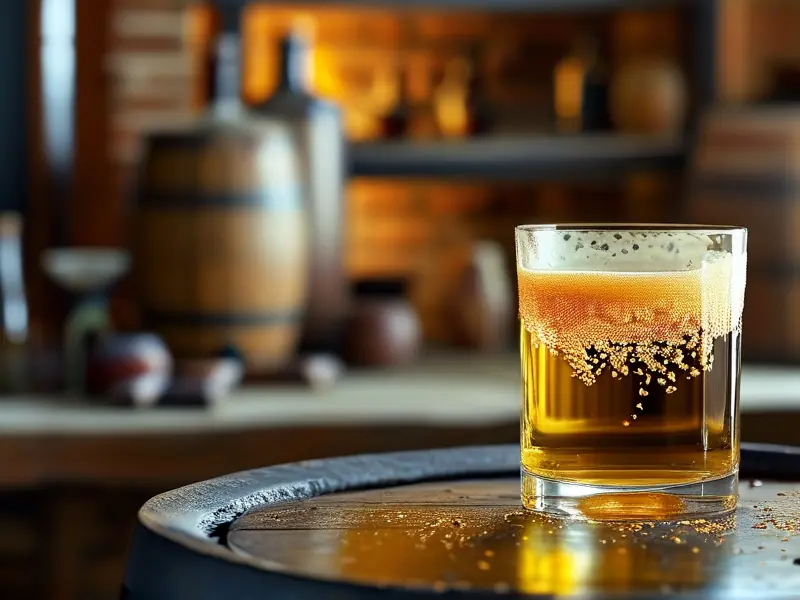 自酿白酒表面油脂层特写照片