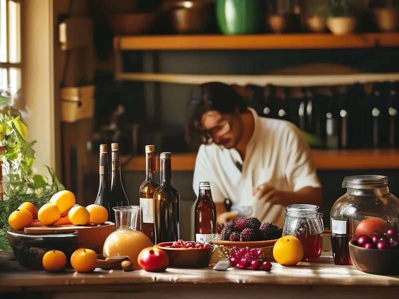 家庭酿酒爱好者正在制作果酒