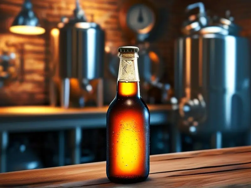 啤酒发酵过程中的玻璃发酵罐展示